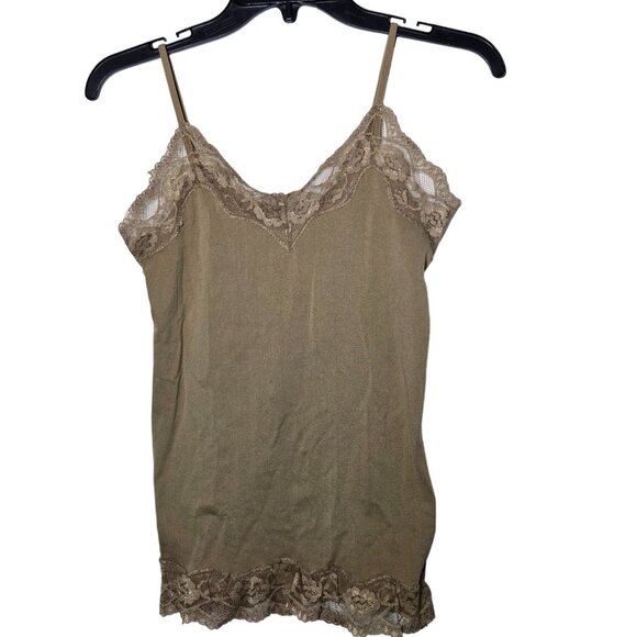 Bongo Womens Beige Lace Cami Tank Top Size Small Summer Y2K Stretch Fairy Nude - Picture 2 of 11